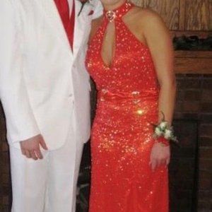 Coral Sequin Maxi Dress